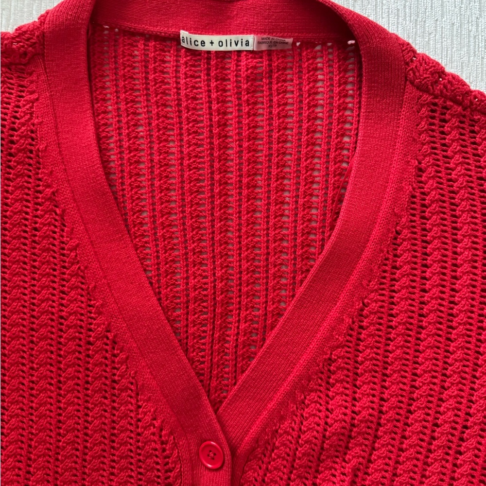 Alice + Olivia Red Knit Cardigan